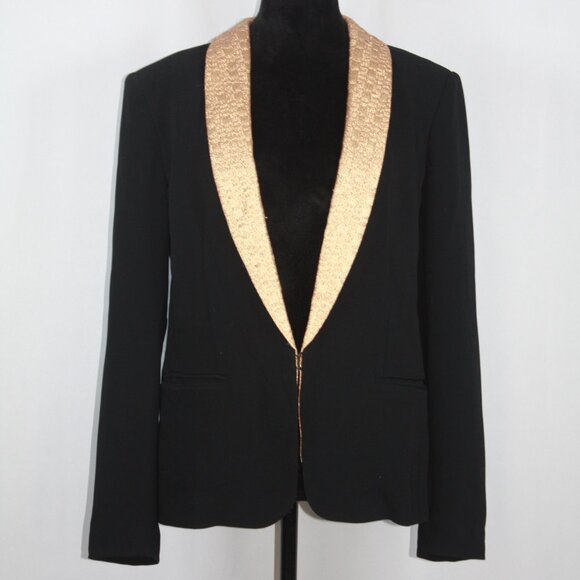 Rag & Bone Black Tuxedo Jacket with Gold Lapels Size 8 - Picture 7 of 10